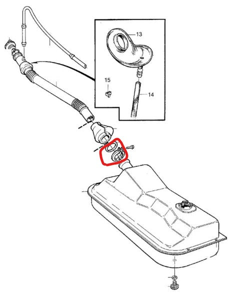 VOLVO ボルボ 240 260 ガソリンタンク・ホース間クランプ(Oリング付)【新品】
