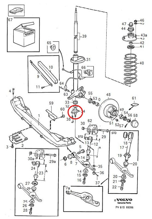 ボルボ 740 760 780 940 960 フロントサスペンション側ボールジョイント左右セット 【純正グレード品 TRW製・新品】ナックル下