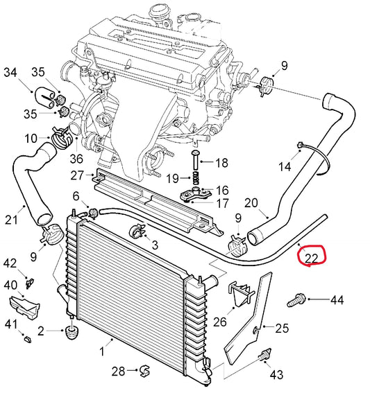サーブ9-5用 B205 B235 クーラントタンク・ラジエーターホース1本【サーブ純正・新品】