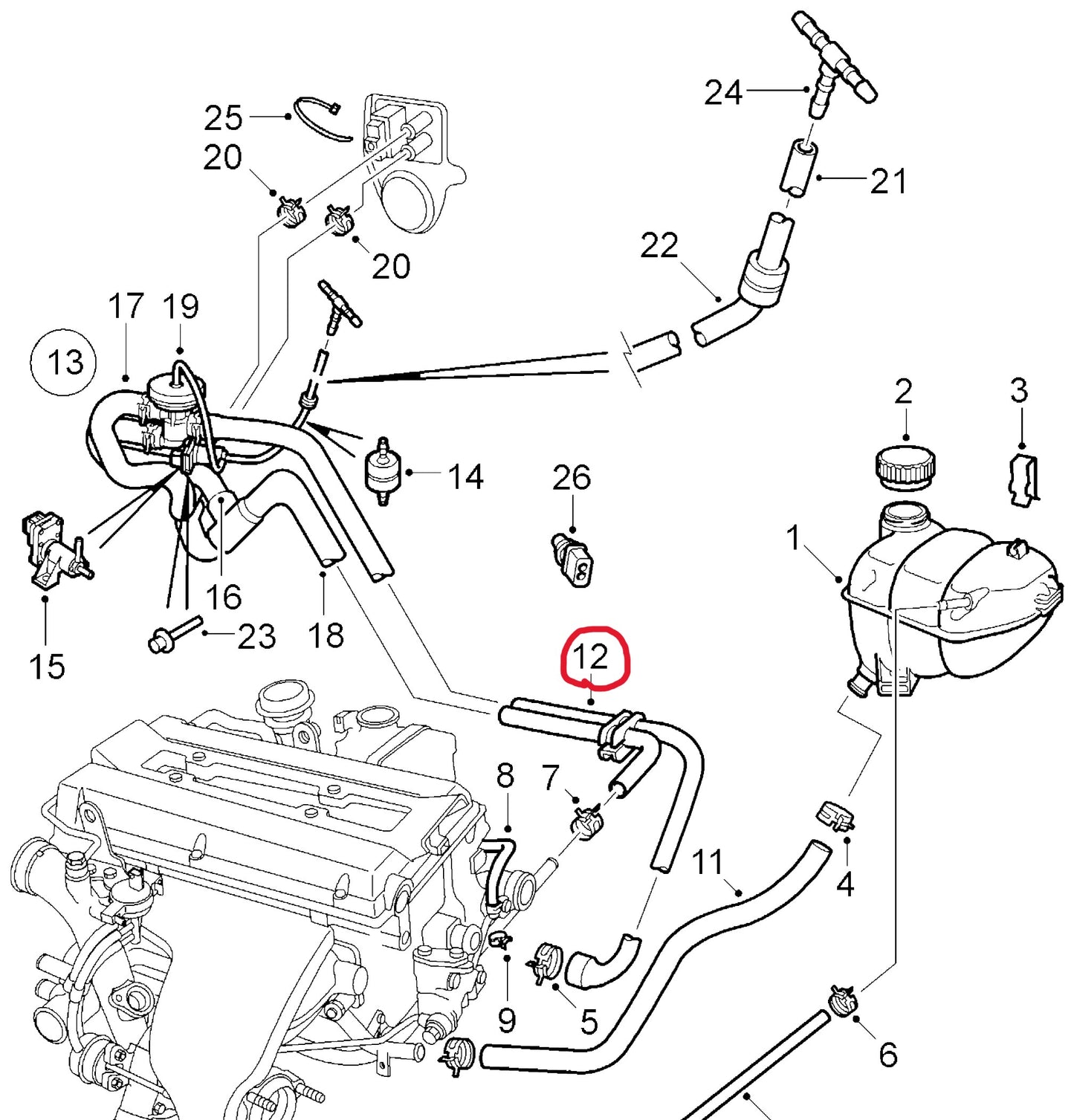 サーブ 9-5 B205 B235 ヒーターバイパスホース【新品】