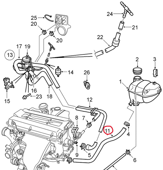 サーブ9-5用 B205 B235 クーラントタンク・ラジエーターホース1本【新品②】