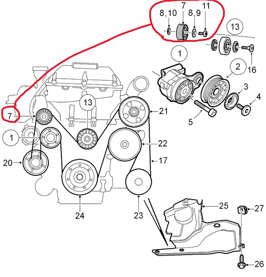サーブ 9-5・9-3用 B205 B235 アイドラープーリーB【サーブ純正・新品】
