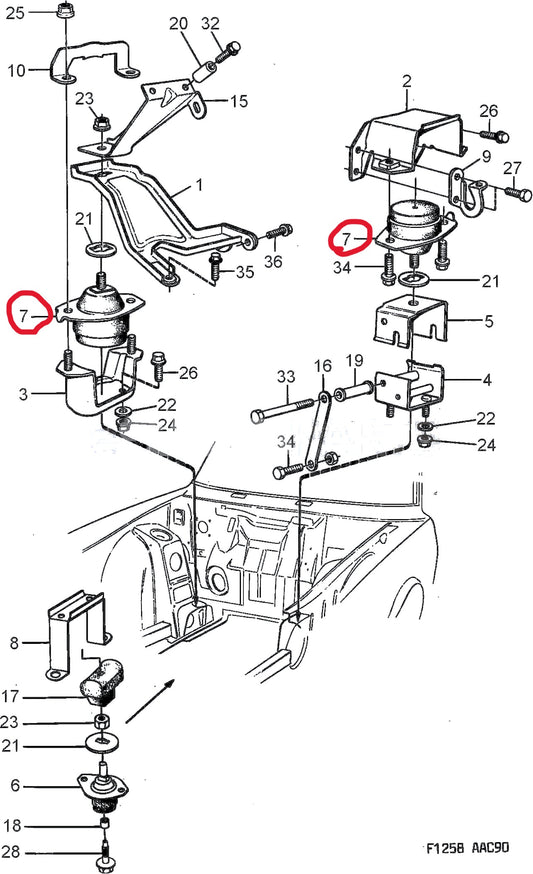 SAAB サーブ C900 エンジンマウント後側左右セット【新品】クラシック900