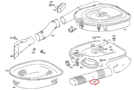 ベンツ W126 500 560 M117エンジン吸気ダクト(ホース)【ベンツ純正・新品】A1170941982