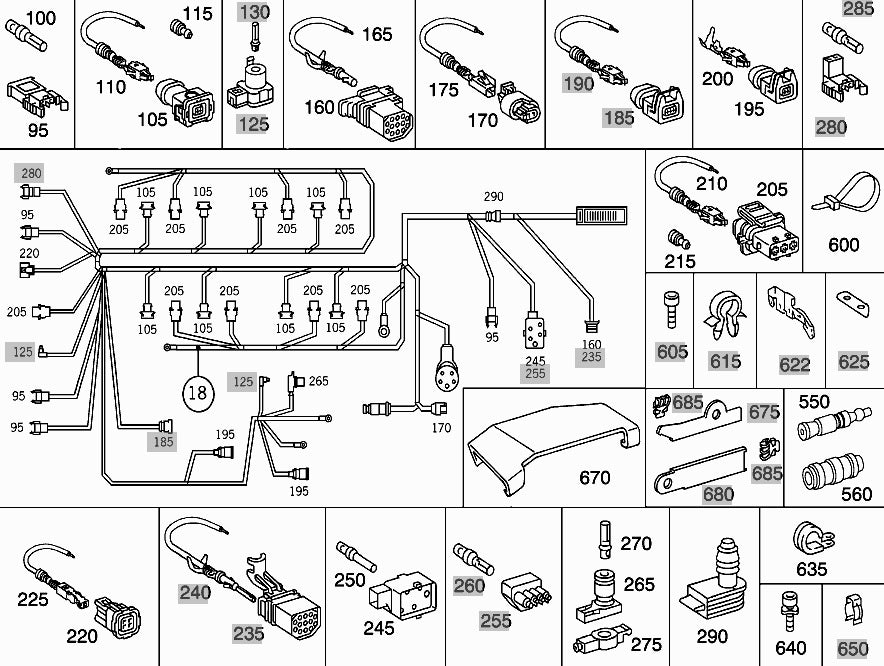 【御注文リビルト品】BENZベンツ R129 SL500 エンジンワイヤーハーネス【リビルト品】M119/982・
