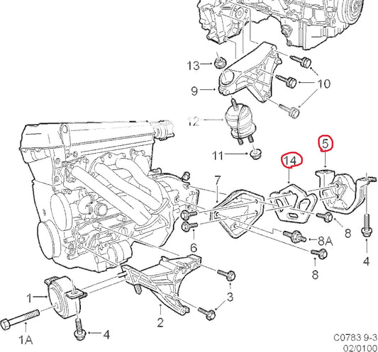 SAAB サーブ GM900(NG900) 9-3 B204 B205・OPEL CALIBRA ミッションマウント 【ビルシュタイン製・新品】エンジンマウント