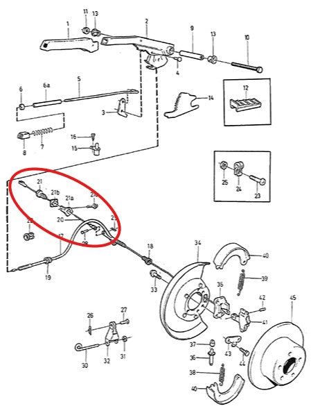 ボルボ 740 760 940 960 サイドブレーキケーブル(サブ・右側)【ボッシュ製・新品】ハンドブレーキワイヤー