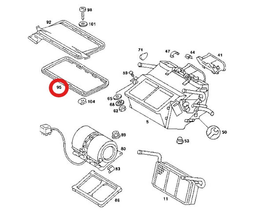 メルセデス ベンツ SL 107 エアコンブロワファンカバーシール・ウェザーストリップ【ベンツ純正・新品】