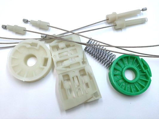 マセラティ クアトロポルテ用 フロントドア側ウィンドウレギュレーターリペアキット 1個 【ローラー改善タイプ・新品】左右共通