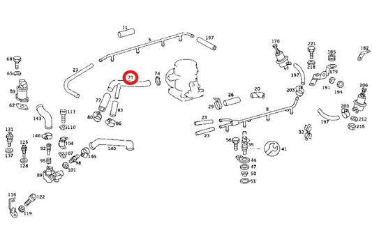 メルセデス ベンツ SL 107 350 450 スロットルハウジング換気ホース・ブレザーホース【URO製・新品】