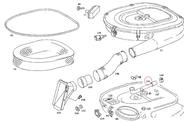 メルセデス ベンツ SL R107 W463 W116 W126 C126 C107 V8 M116 M117 吸気ボックス換気ホース【ビルシュタイン製・新品】