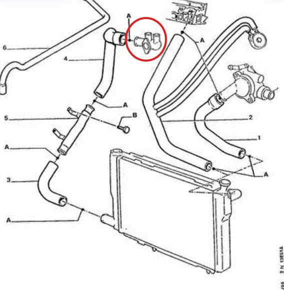 プジョー205 306 309 405 406 806・シトロエン ZX XANTIA ロアホース・ヒーターホース間ジョイントピース(ビルシュタイン製新品)
