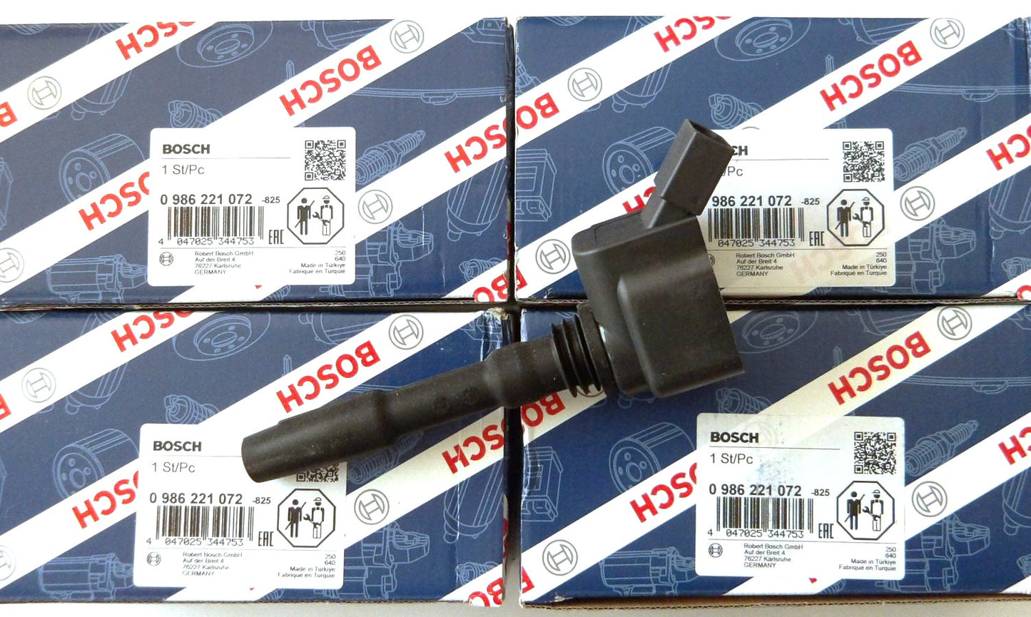 アウディA1/3/4/5/6/7/8 Q2/3/5/7/8 TT・VW BEETLE GOLF T-ROC TIGUAN TOUAREG イグニッションコイル 4本セット【BOSCH製・新品】