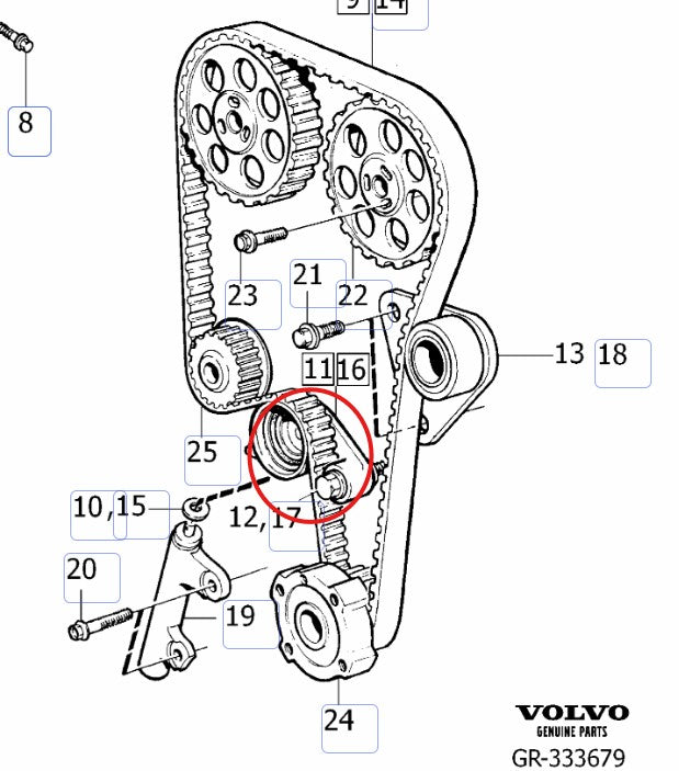 ボルボ 960(964/965) S90 V90用タイミングベルトテンショナープーリー【ブラケット付・新品】