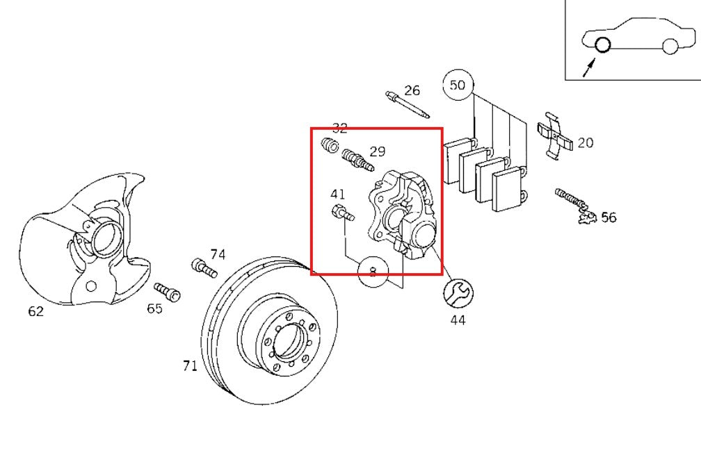 メルセデス ベンツ W126 フロント左側 ブレーキキャリパー BENDIX 【リビルト品】A1264200883