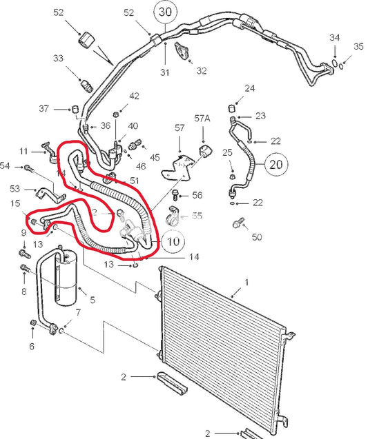 サーブ 9-3 FB207用 4気筒エンジン用 エアコン コンデンサーホース【新品】