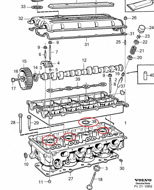 ボルボ 740 940用バルブカバーガスケット・スパークプラグチューブシール 4個セット(TWINCAM)【新品】 B234