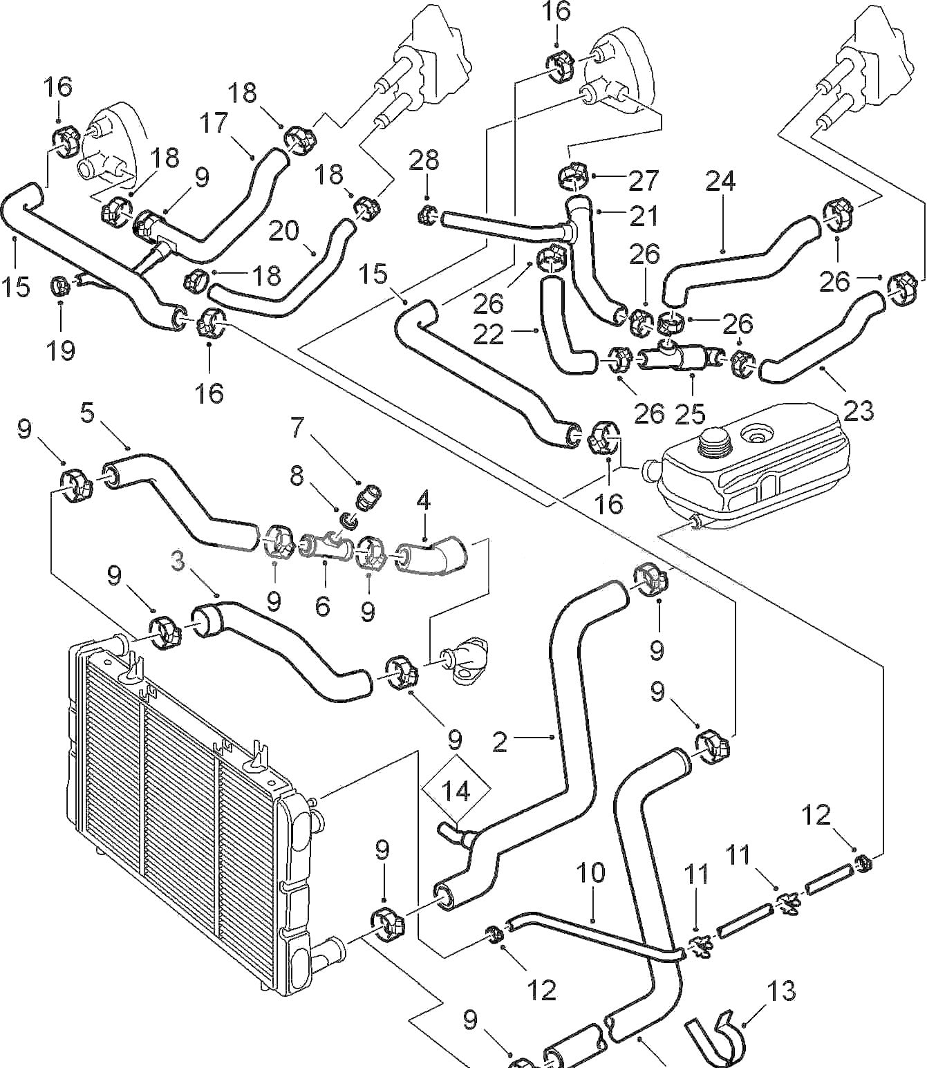 サーブ C900 1990-1993年ヒーターバイパスホース 24番【新品】クラシック900