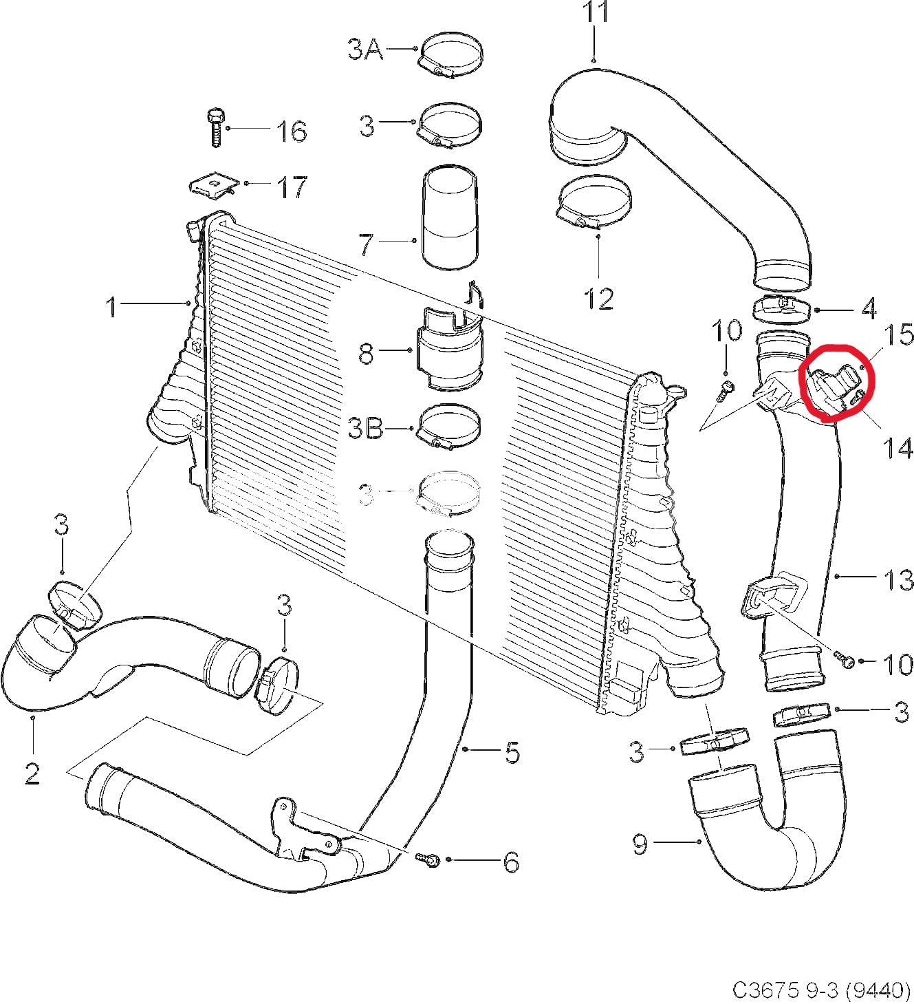 SAAB サーブ9-3用 B207 B207R インタークーラー圧力センサー【DELPHI製・新品】