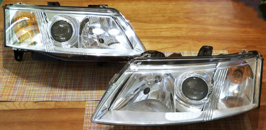 サーブ SAAB 9-3 FB207 ハロゲンヘッドライト左右セット(LED換装・整備済)【サーブ純正・USED品】