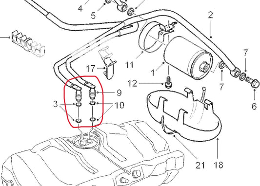 SAAB サーブ C900 9000 NG900 9-3 9-5用 燃料ポンプ接続パイプL字コネクタ2種【新品】