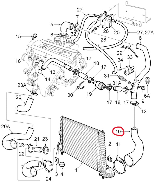 SAAB サーブ 9-5用インタークーラーホース【シリコン製・新品】1999-2009年