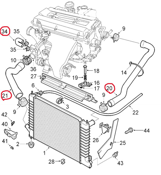 SAAB サーブ 9-5用クーラントホースアッパー・ロアー・ポンプホース(ラジエーターホース)【シリコン製・新品】2002-2009年