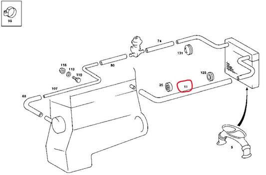 ベンツ W201 190 ヒーターホース【新品】2018323594