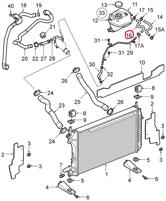 FB284 V6 9-3 サーブ クーラントタンクホース（バンド付）【新品】リザーバータンク
