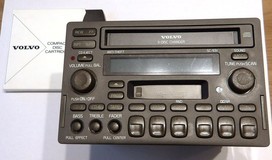 VOLVO ボルボ V70(8B) SC-931 純正ステレオ・3連奏CD オーディオヘッドユニット 【貴重・動作品・USED】マガジン付