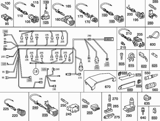 【御注文リビルト品】BENZベンツ R129  SL500  エンジンワイヤーハーネス【リビルト品】M119/982・