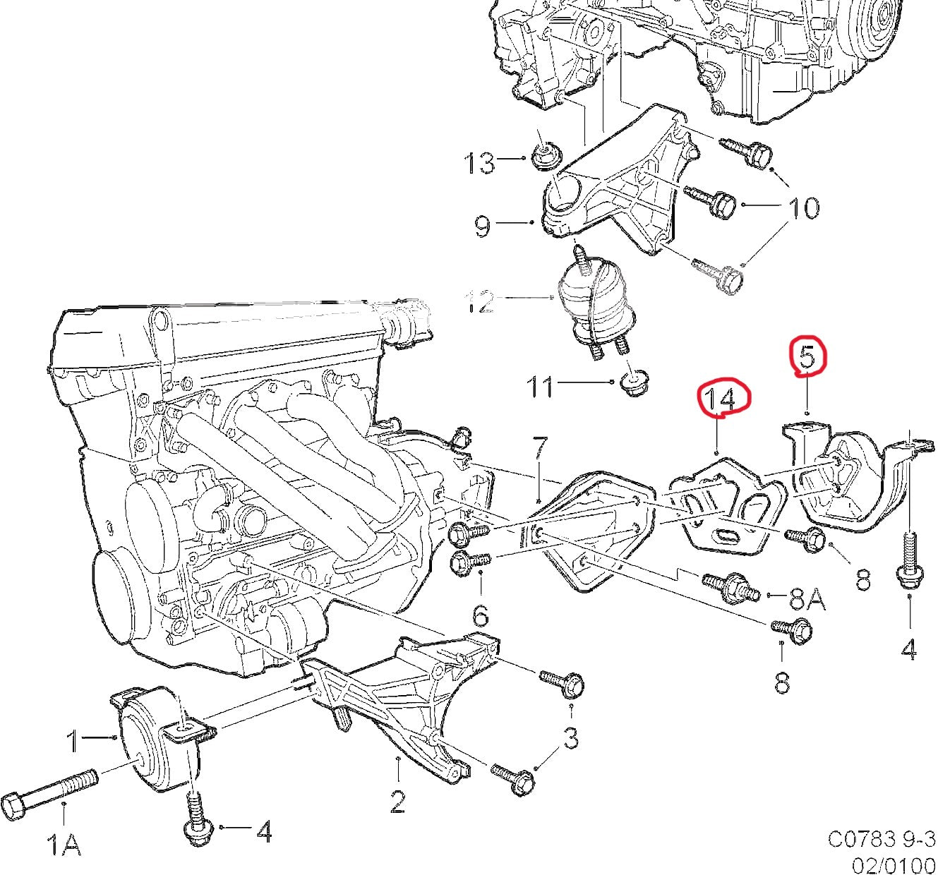 SAAB サーブ GM900(NG900) 9-3 B204 B205・OPEL CALIBRA ミッションマウント 【ビルシュタイン製・新品】エンジンマウント
