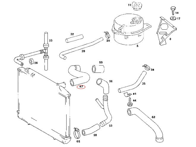 メルセデス ベンツ SL/SLC R107 C107 380 450 500 アッパーラジエーターホース【社外製・新品】