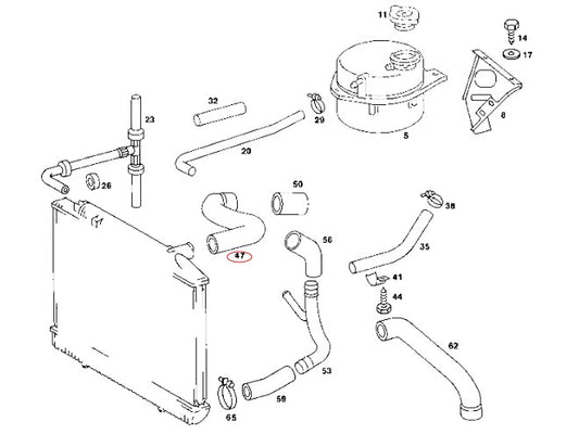 メルセデス ベンツ SL/SLC R107 C107 380 450 500 アッパーラジエーターホース【社外製・新品】