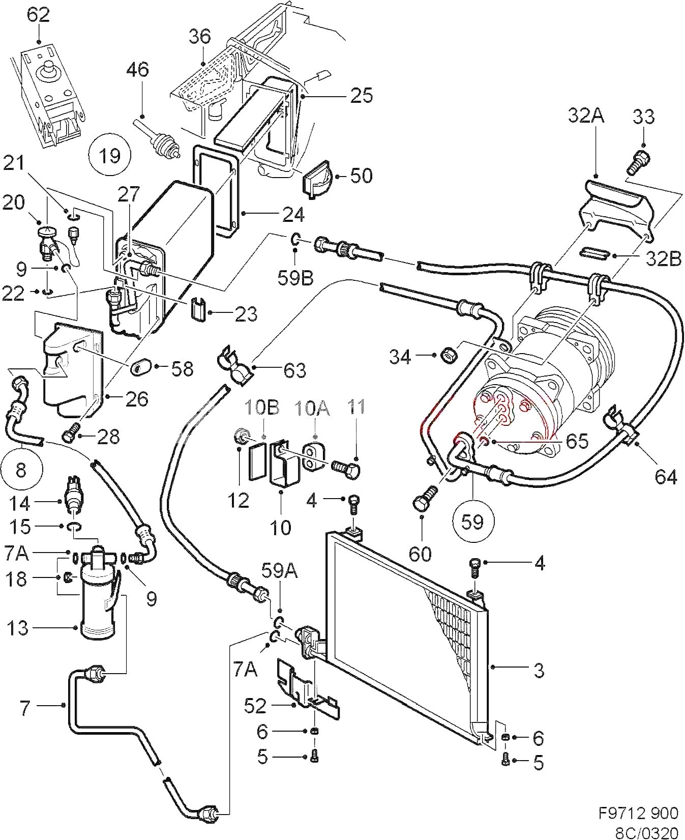 サーブ C900 ACエアコンホース2本【新品】コンプレッサー・コンデンサー・エバポレーター