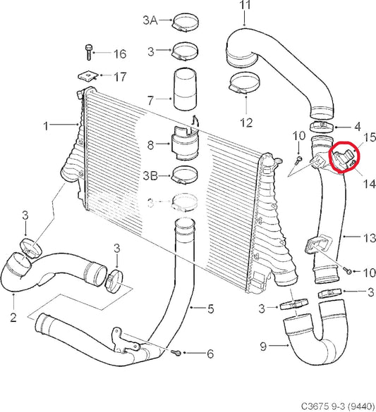 SAAB サーブ9-3用 B207 B207R インタークーラー圧力センサー【DELPHI製・新品】