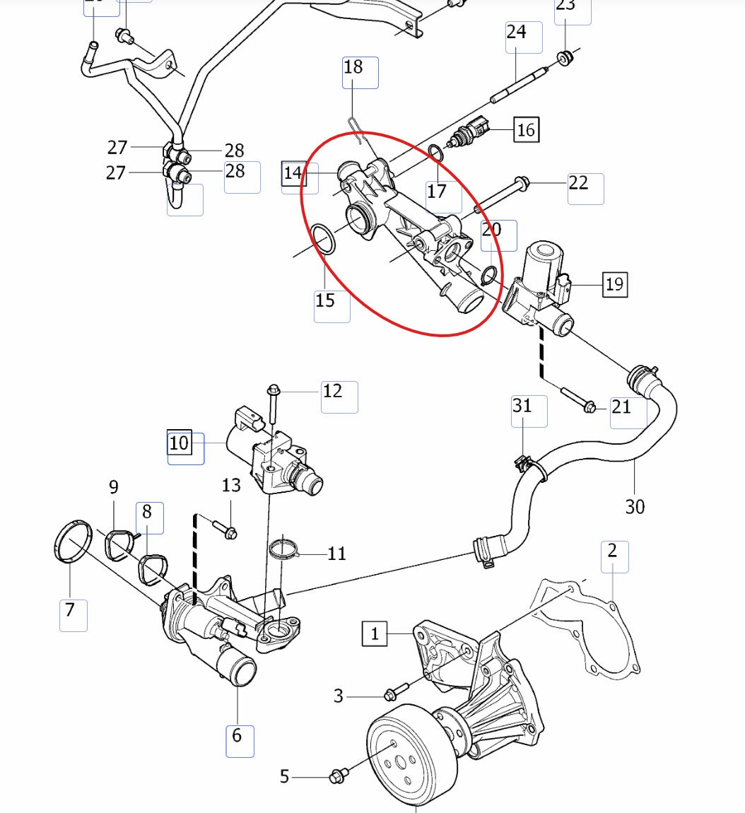 ボルボ S60 S80 V60 V70 V40CC V40 サーモスタットハウジング 1600cc B4164T【ボルボ純正・新品】